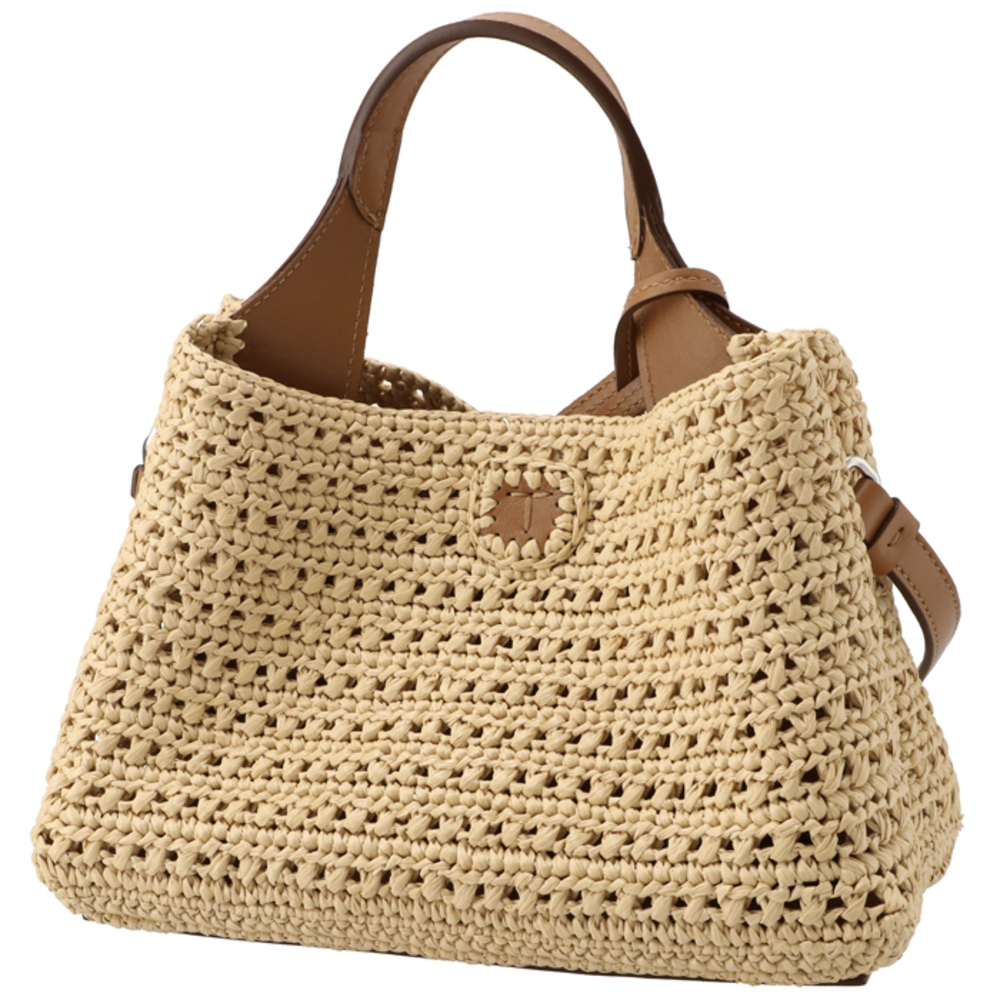 Tod's Raffia Micro T Timeless Tote Bag Beige Brown - Picture 3 of 9